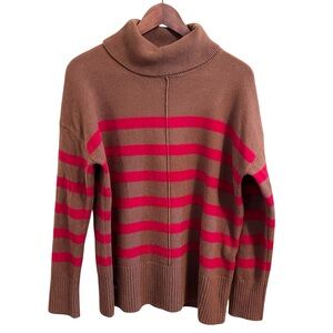 Banana Republic Brown Red Striped Cabincore Turtleneck Sweater Pullover Size Med